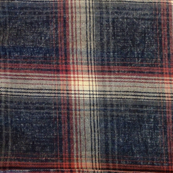 Flag & Anthem Long Sleeve Shirt Button Up Men's Small Blue Gray Berry Plaid USA - Picture 10 of 10